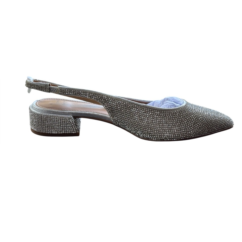 A New Day Silver Rhinestone‎ Slingback Heels 6.5 NWT Sparkle Party Shoes